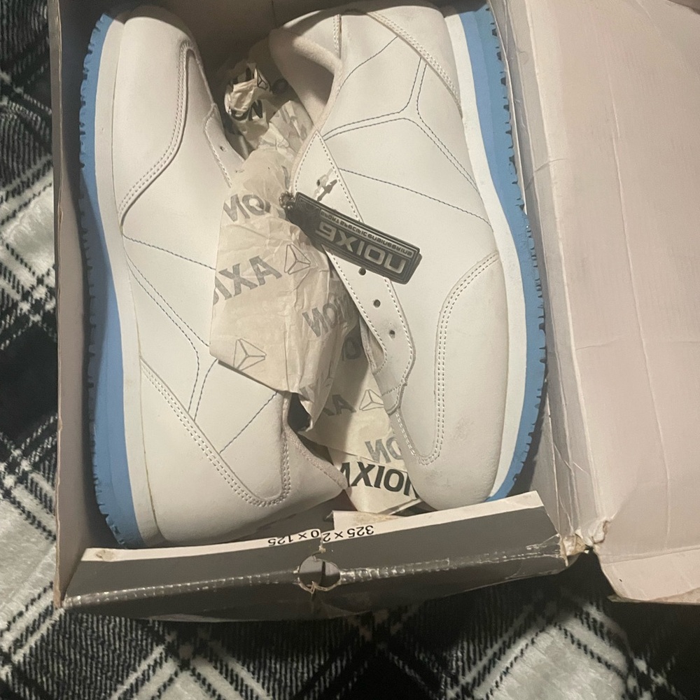 White Sneakers with Blue Soles